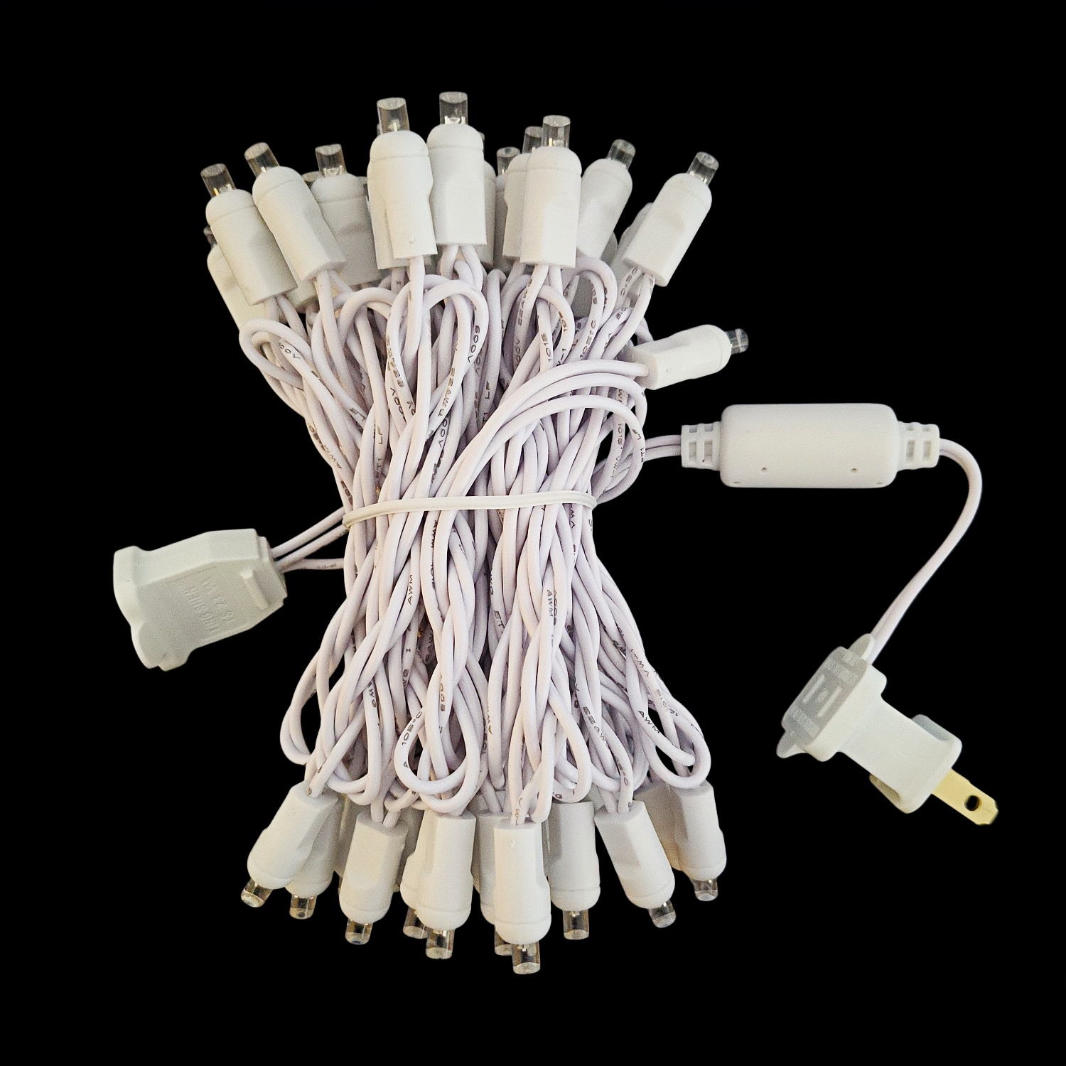 Commercial Grade Pure White 5mm Wide Angle LED Christmas Lights on White Wire