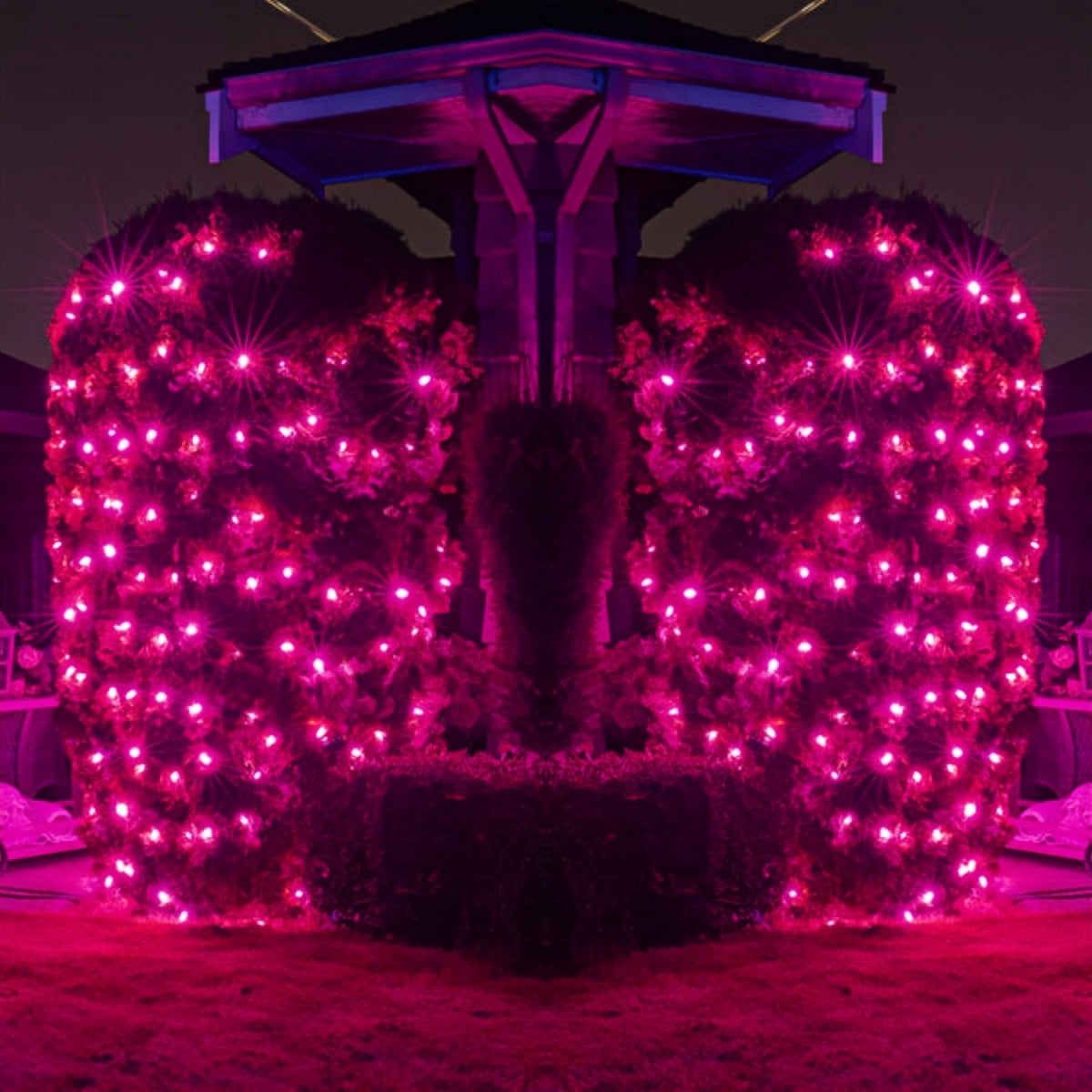 Commercial Grade Pink C6 LED Christmas Lights on Brown Wire