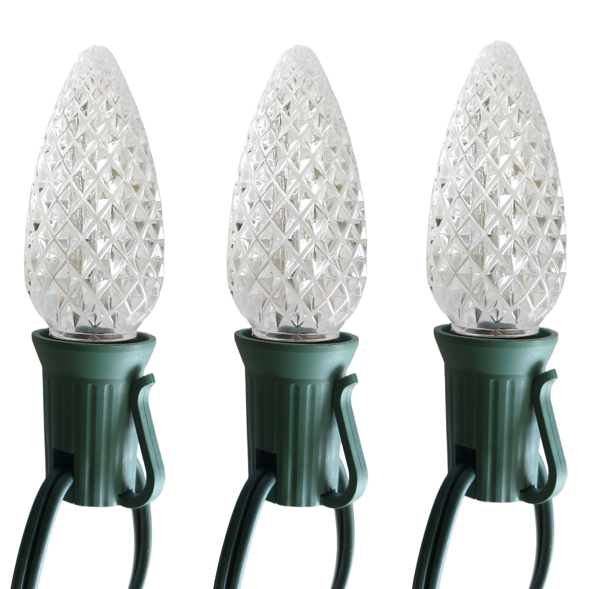 Commercial Grade Warm White C9 LED Christmas Lights 25Ft 25 Bulbs on Green Wire