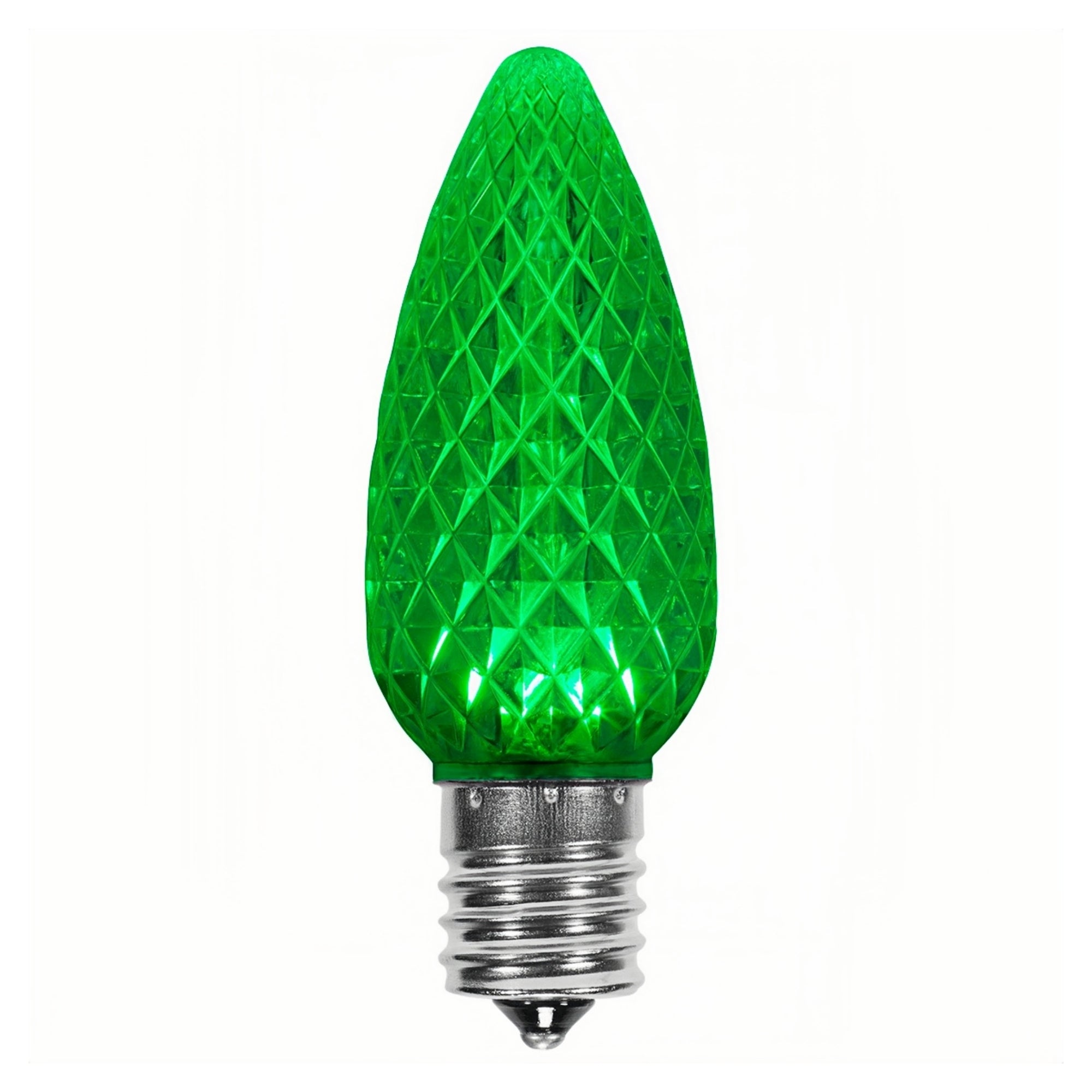 120V Green C9 LED Replacement Christmas Faceted Light Bulb