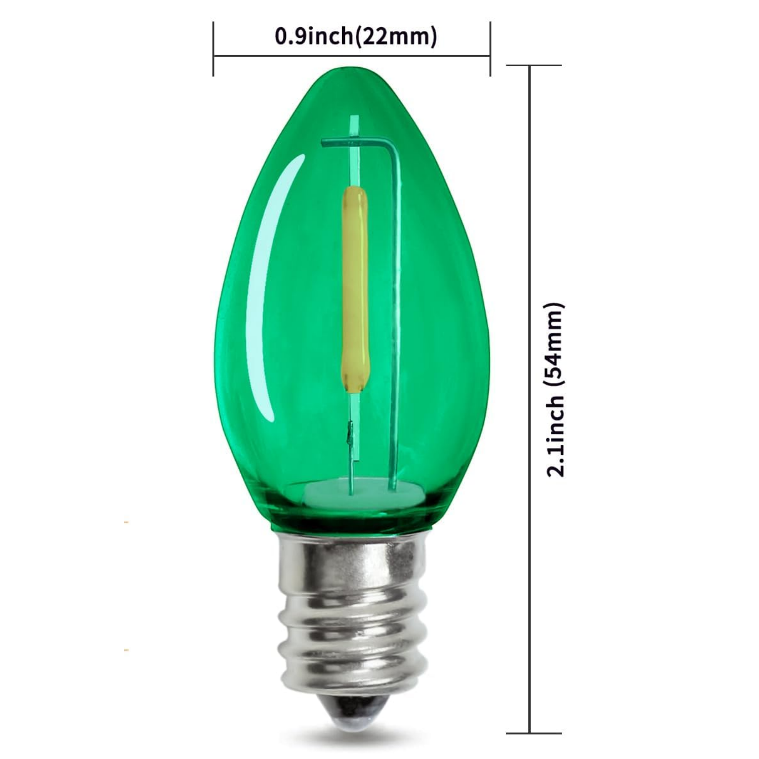 120V E12/C7 LED Replacement Christmas Smooth Light Bulb, Green