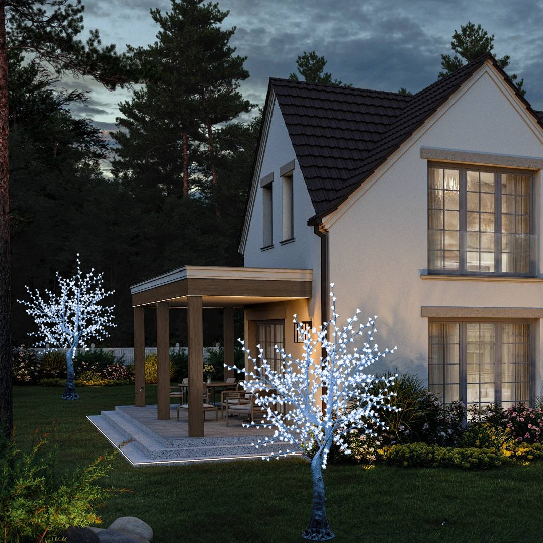 7Ft Cherry Blossom Tree White 7500K Light with 640 LED Lights Indoor Outdoor