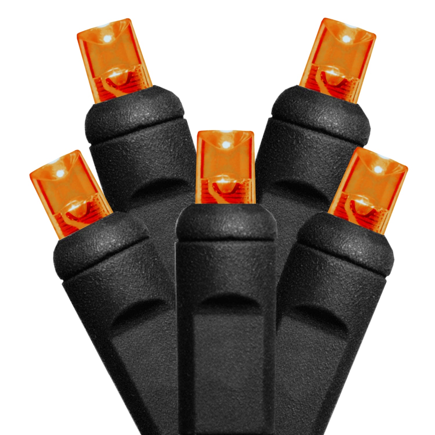 Commercial Grade Orange Mini 5mm LED Halloween String Lights on Black Wire