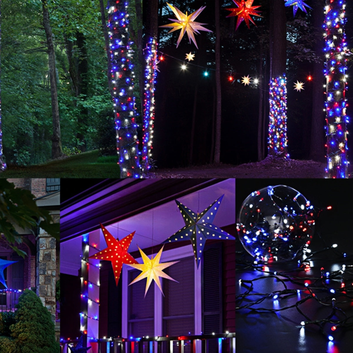40 Sets of 24Ft 70Ct Outdoor Mini 5mm LED Christmas Lights, Red White Blue