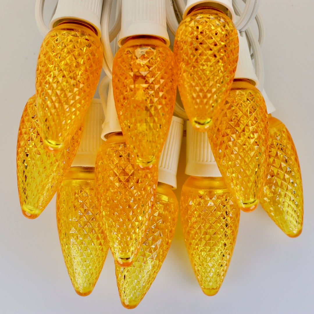 120V Yellow C9 LED Replacement Christmas Faceted Light Bulb