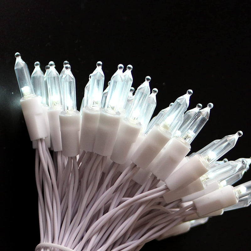 100 Bulbs White Mini Christmas Lights Battery Operated with Remote Timer 8 Lighting Modes, White Wire