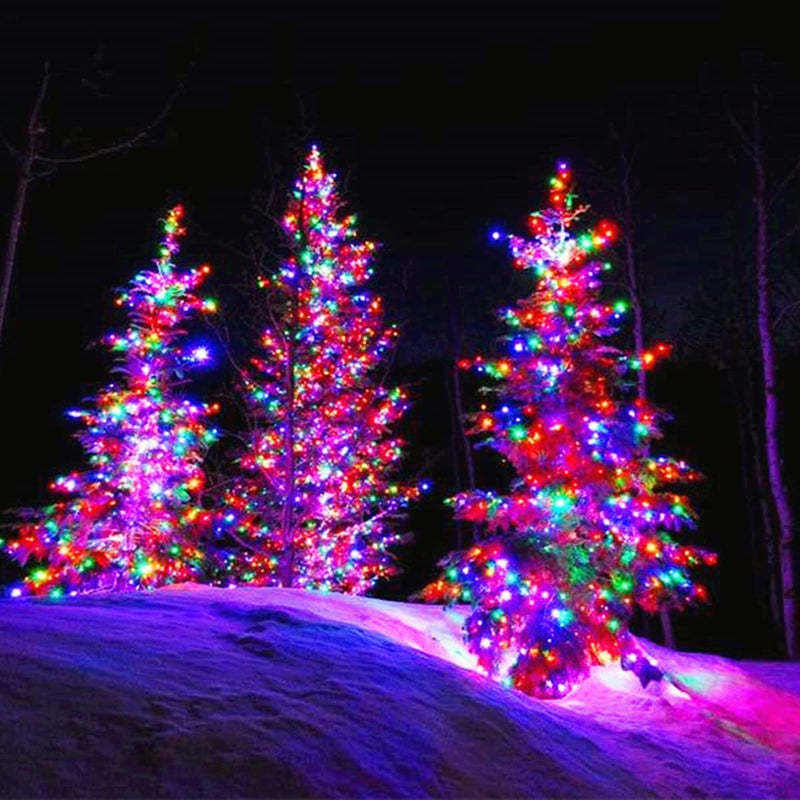 100 Bulbs Multicolor Mini LED Christmas Lights Battery Operated with Remote Timer 8 Lighting Modes, White Wire
